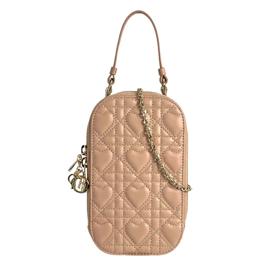 Dior Lady Dior Call-In Phone Case Cannage Lambskin Shoulder Bag - Pink 