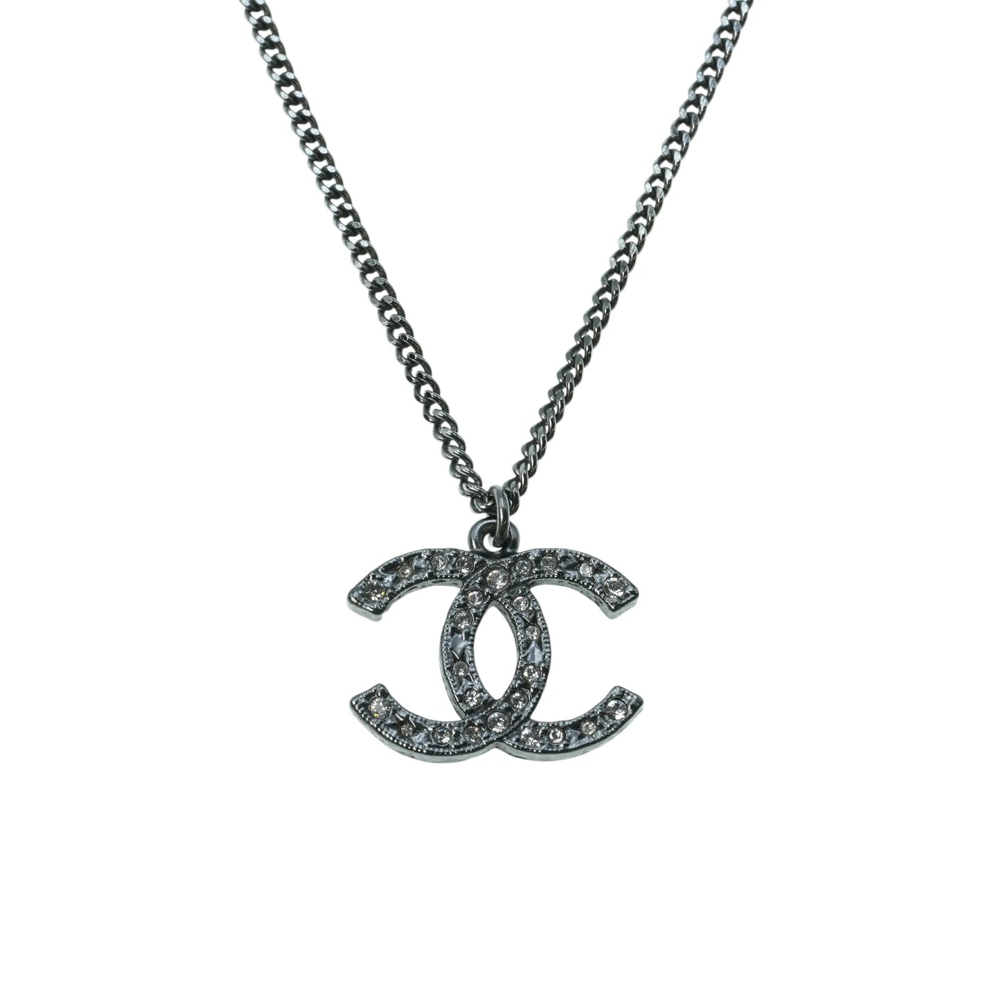 CHANEL ラインストーン CC ロゴ ネックレス A13K - シルバー - メタル