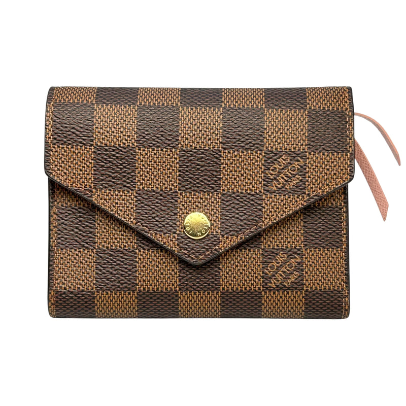 Louis Vuitton Damier Ebene Victorine Portefeuille Tri-fold Compact Wallet - Dark Brown 