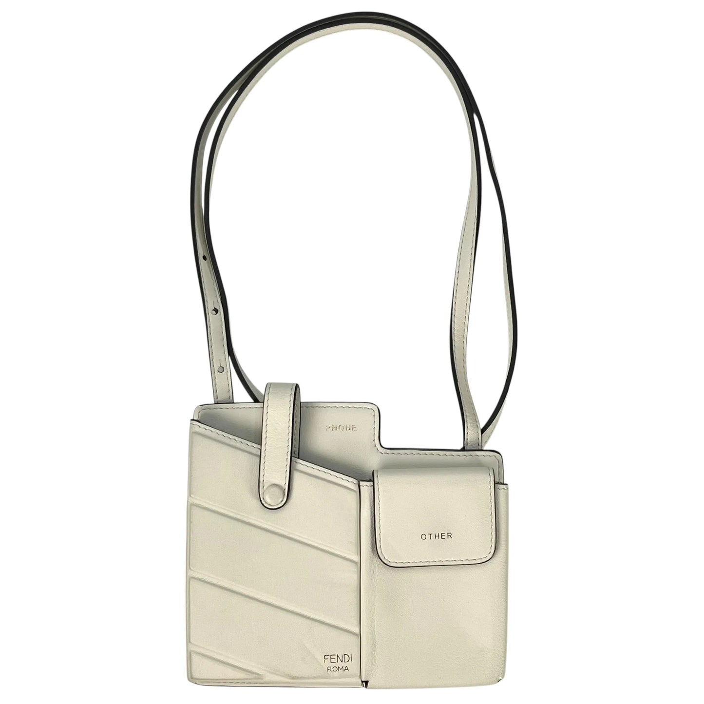 FENDI Leather Phone Case Shoulder Bag - White 