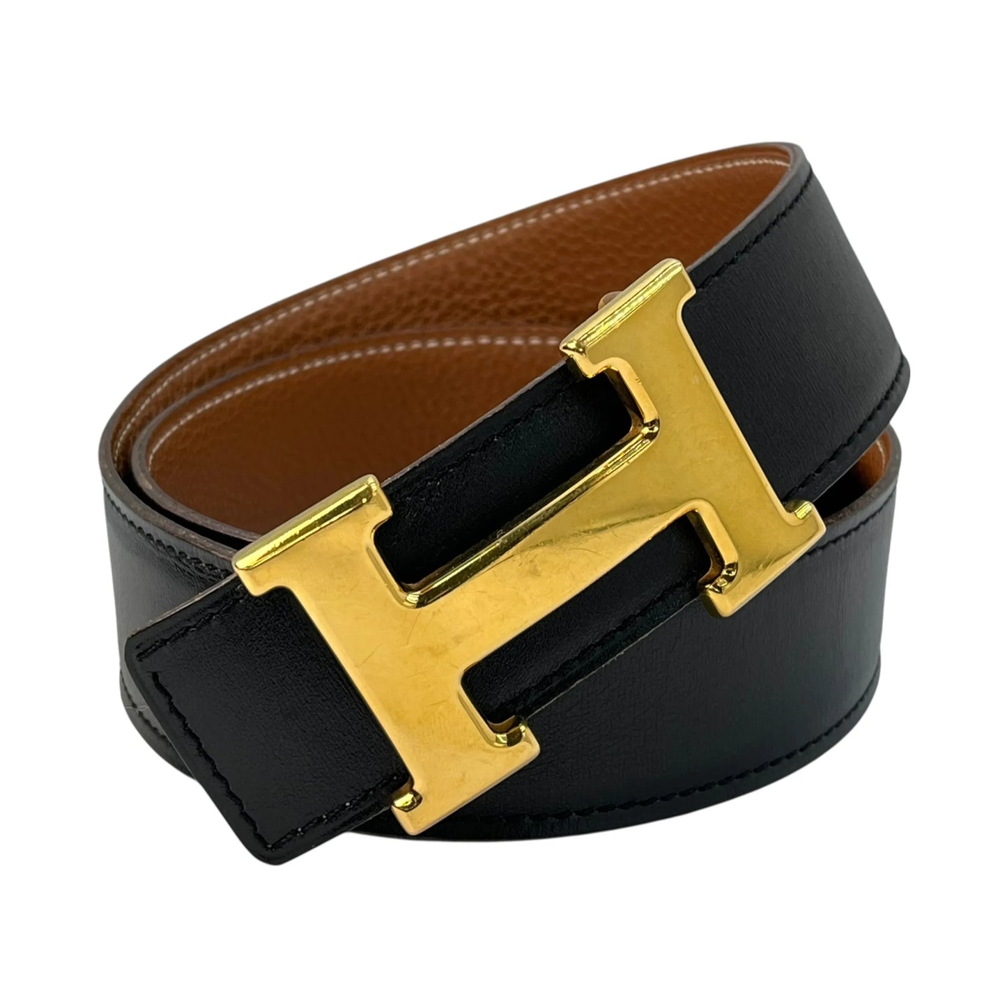 Hermès コンスタンス レザー ベルト □H刻印（2004年製）- ブラック × ブラウン