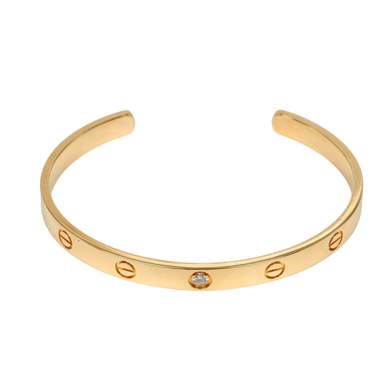 Cartier Love Open Bracelet 1PD Diamond Jewelry - 18KYG 
