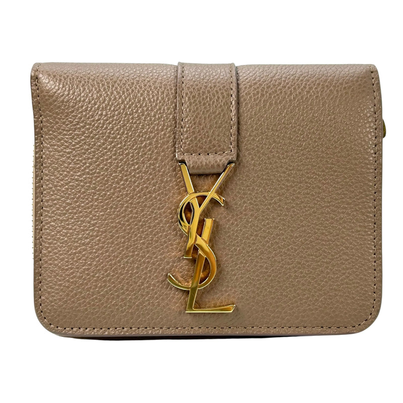 Saint Laurent YSL Zippy Bi-fold Compact Wallet - Beige 