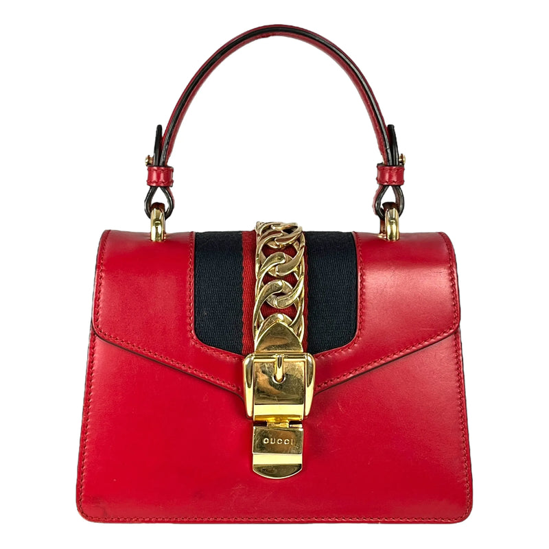GUCCI Sylvie Chain Mini Handbag/Shoulder Bag - Red 