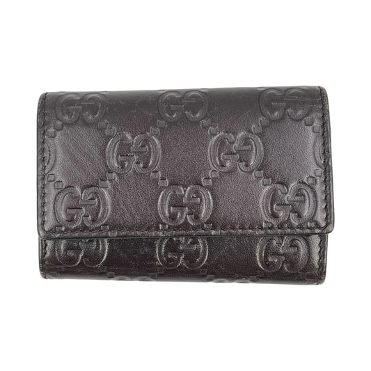 GUCCI Guccissima Key Case - Dark Brown 