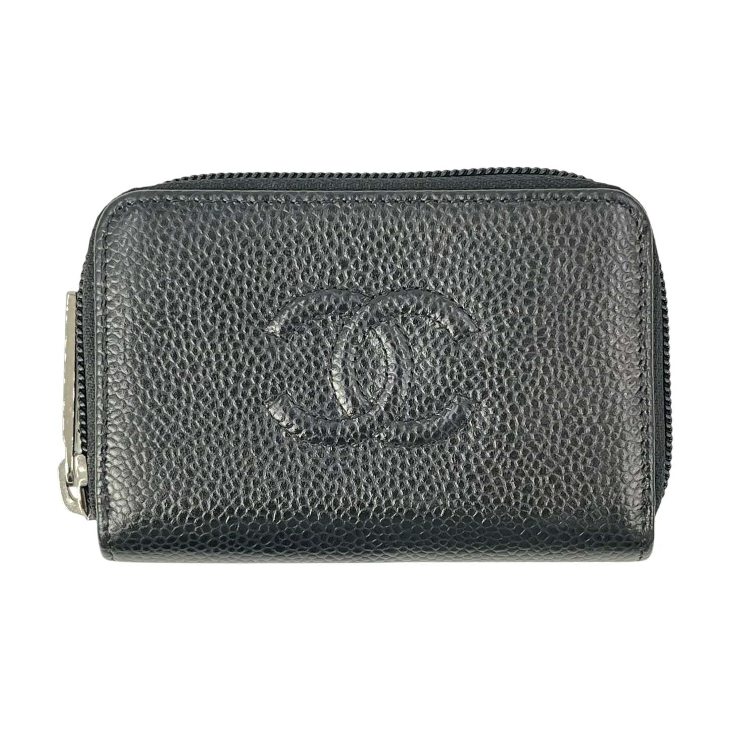 CHANEL CCロゴ キャビアスキン ジッピー カードケース コインケース - ブラック