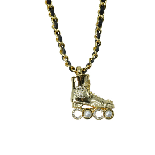 CHANEL パール クリスタル ローラースケート ネックレス - GP