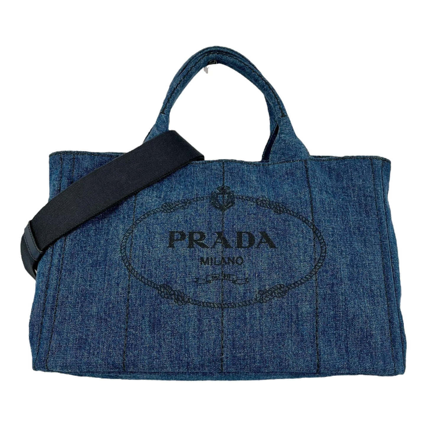 Prada Canapa Denim Tote Bag/Handbag - Blue 