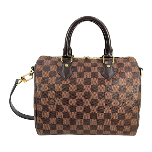 Louis Vuitton Damier Ebene Speedy 25 Bandouliere Hand Bag - Brown 