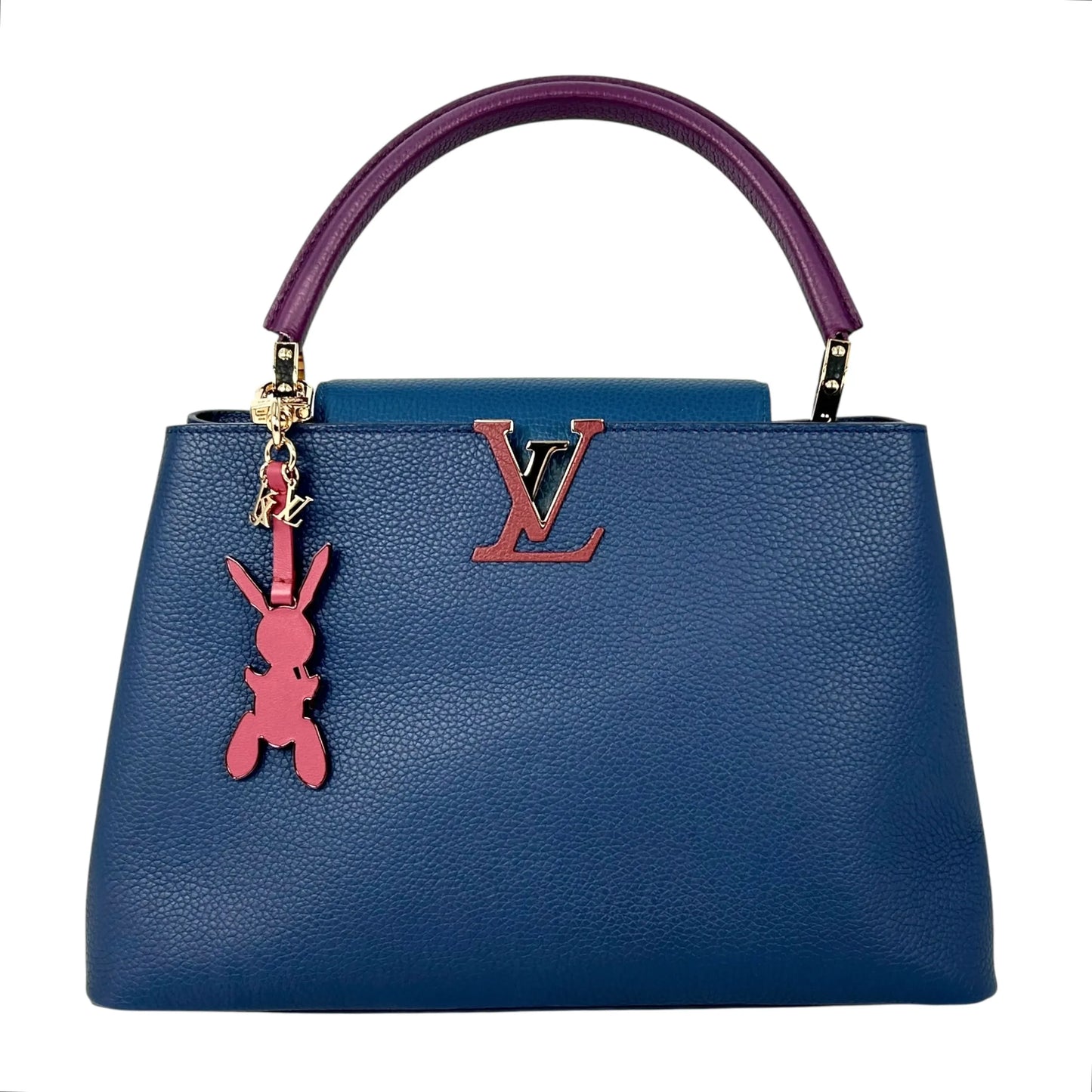 Louis Vuitton Capucines MM Taurillon Leather Handbag - Navy Blue 