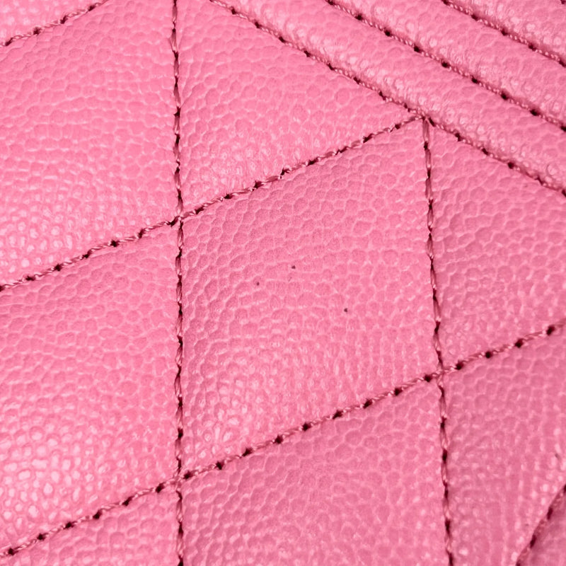 CHANEL Boy Chanel Zippy Coin Case Compact Wallet in Caviar Skin - Pink 