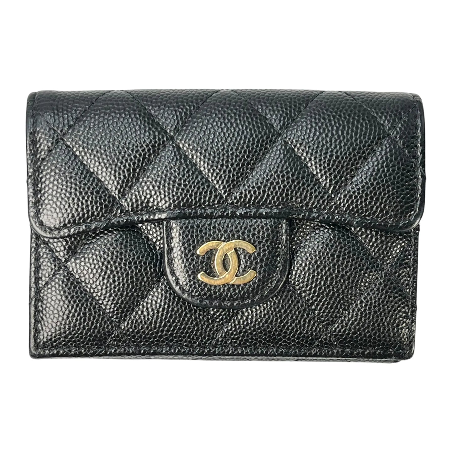 CHANEL Classic Small Flap Compact Wallet in Caviar Leather - Black 