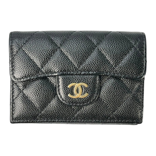 CHANEL Classic Small Flap Compact Wallet in Caviar Leather - Black 
