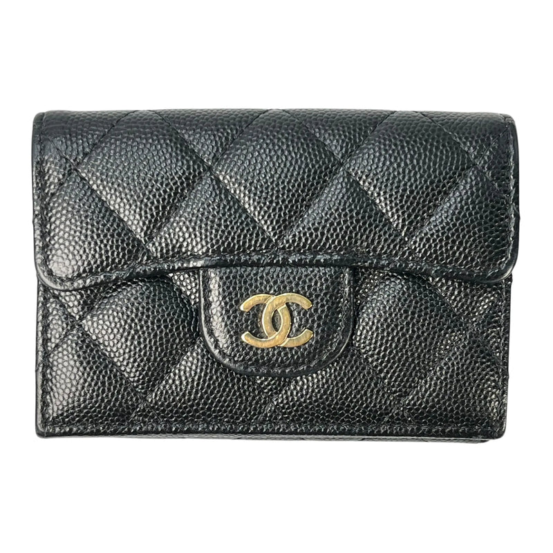 CHANEL Classic Small Flap Compact Wallet in Caviar Leather - Black 