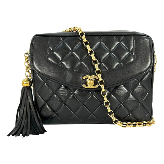 CHANEL Matelasse Tassel Chain Shoulder Bag - Black 