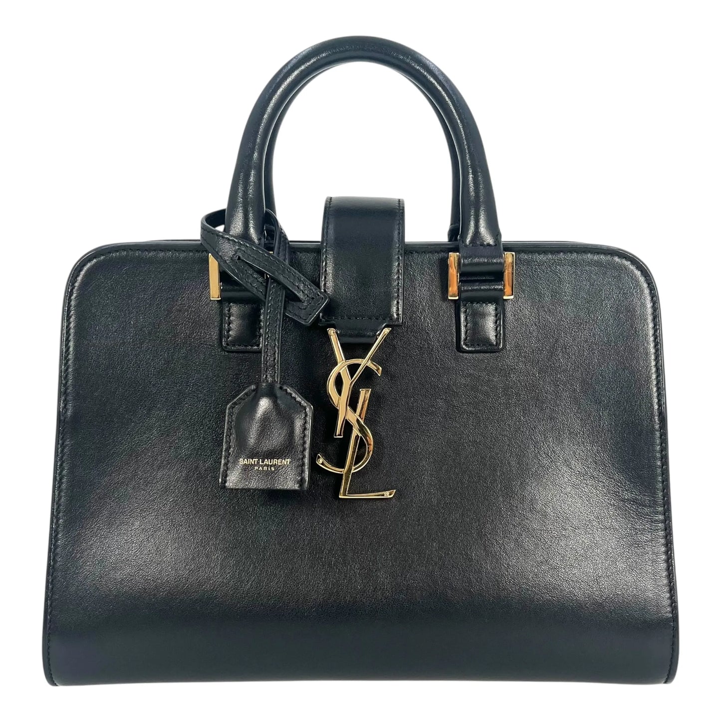 SAINT LAURENT ベイビーカバス レザー ハンドバッグ ショルダーバッグ - ブラック