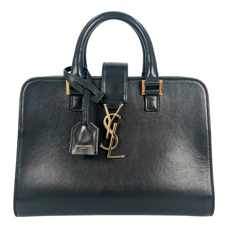 SAINT LAURENT ベイビーカバス レザー ハンドバッグ ショルダーバッグ - ブラック