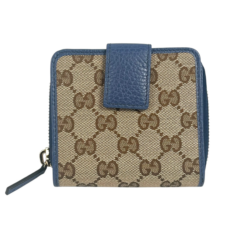 GUCCI GG Canvas Compact Bifold Wallet - Brown 