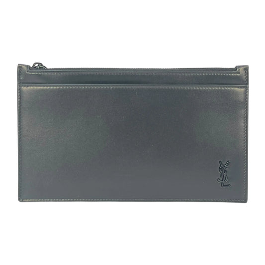 SAINT LAURENT Leather Pouch Long Wallet - Black 