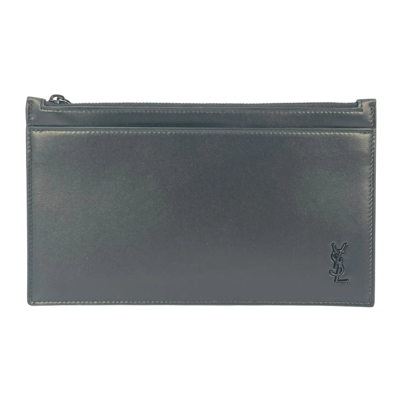 SAINT LAURENT Leather Pouch Long Wallet - Black 