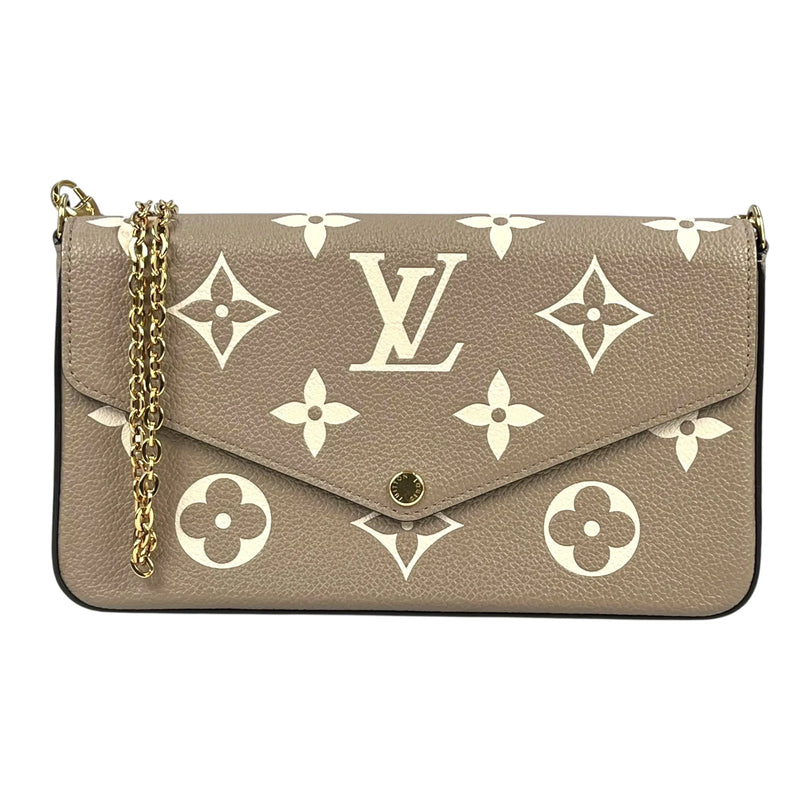 LOUIS VUITTON Pochette Felicie Monogram Empreinte Chain Wallet - Beige 