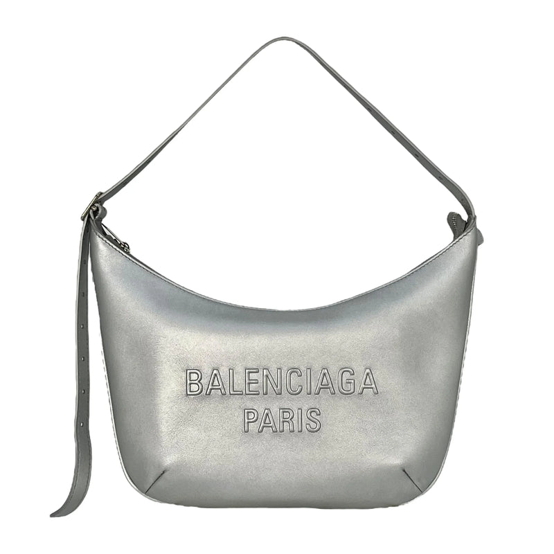 BALENCIAGA Mary Kate Leather Shoulder Bag - Silver 