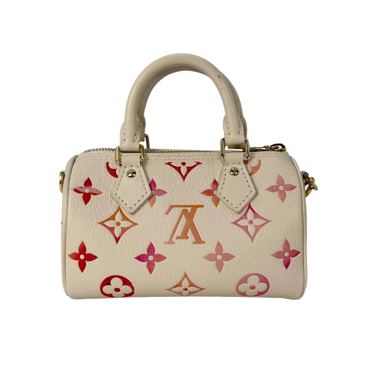 LOUIS VUITTON Nano Speedy Monogram Empreinte Handbag/Shoulder Bag - White 