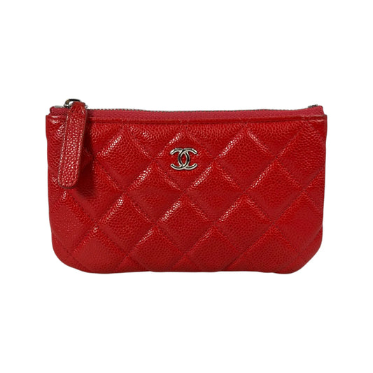 CHANEL マトラッセ キャビアスキン コインケース - レッド