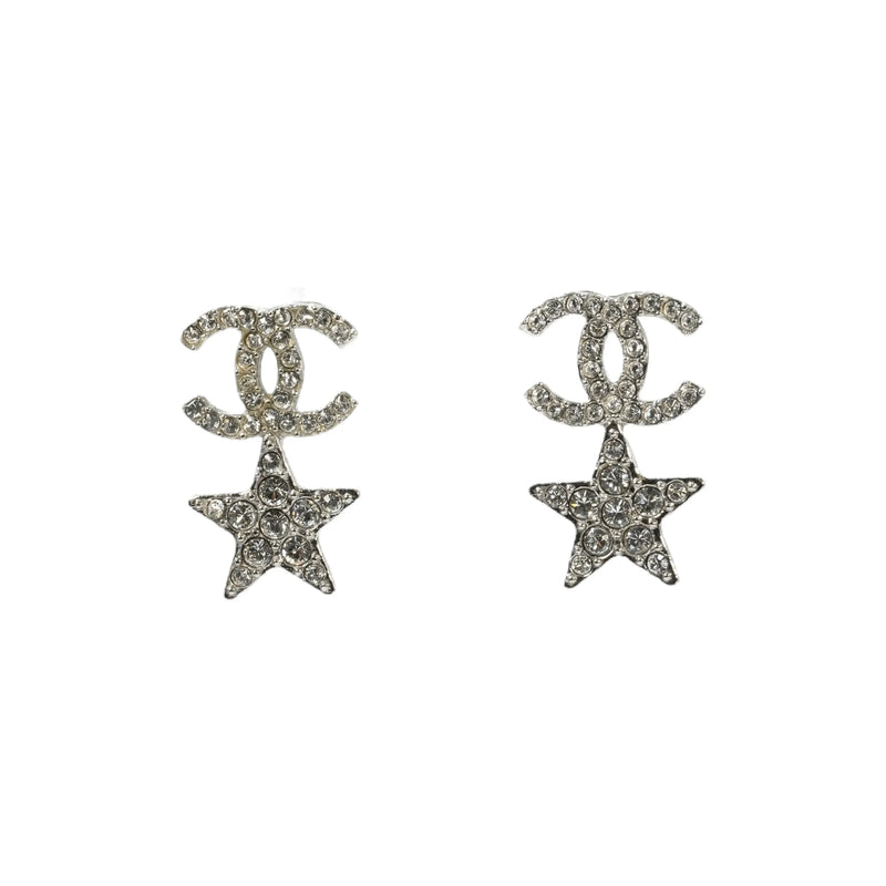 CHANEL Crystal CC Star Stud Earrings - Metal 