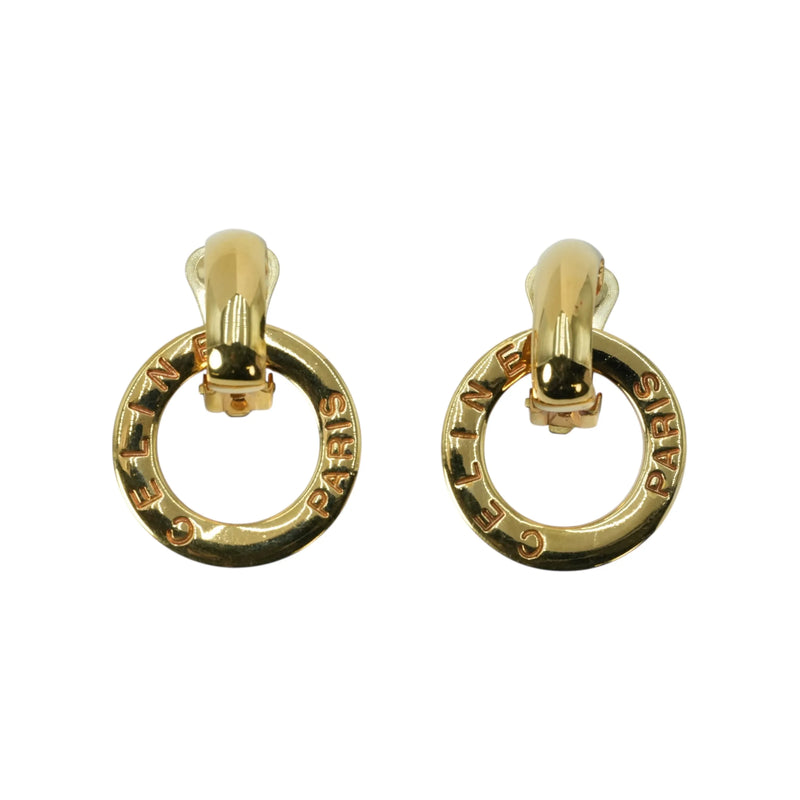 CELINE Circle Logo Earrings - GP 
