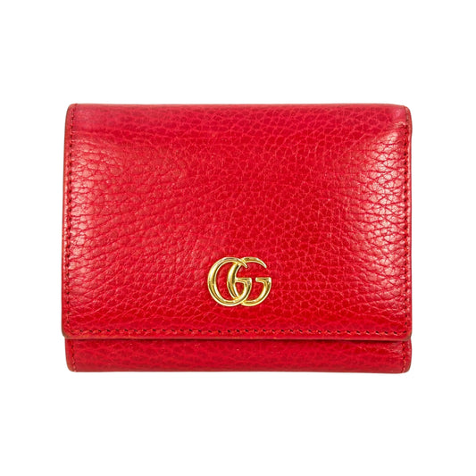 GUCCI GG Marmont Leather Compact Wallet - Red 