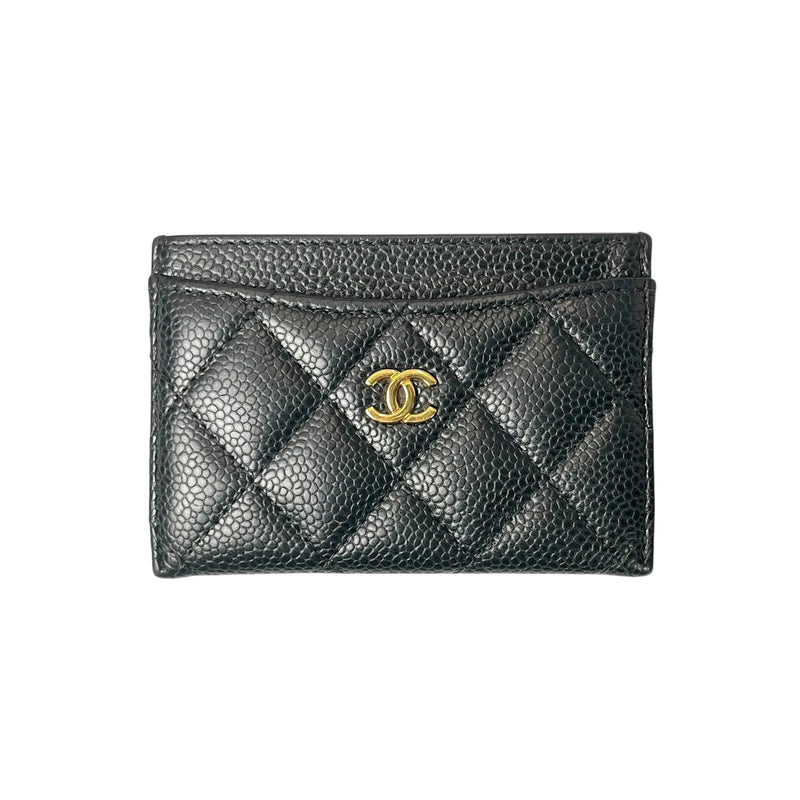 CHANEL Matelasse Caviar Leather Card Case - Black 
