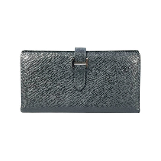 HERMES Bearn Souffle Epsom Leather Long Wallet (2014) - Black (R Stamp) 