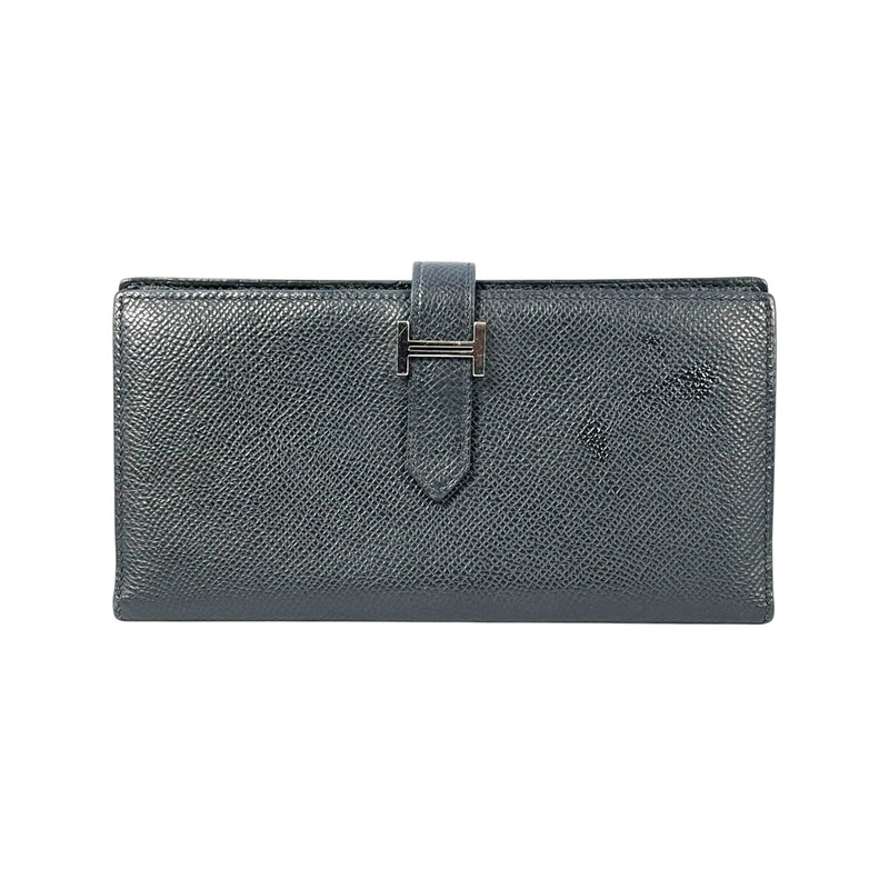 HERMES Bearn Souffle Epsom Leather Long Wallet (2014) - Black (R Stamp) 