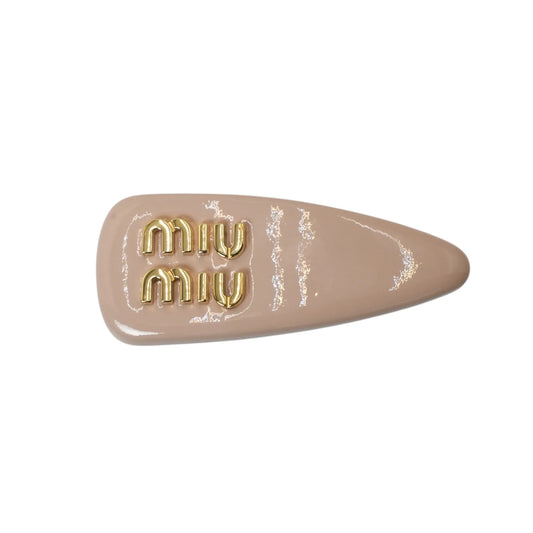 Miu Miu Patent Leather Hair Clip - Pink Beige 