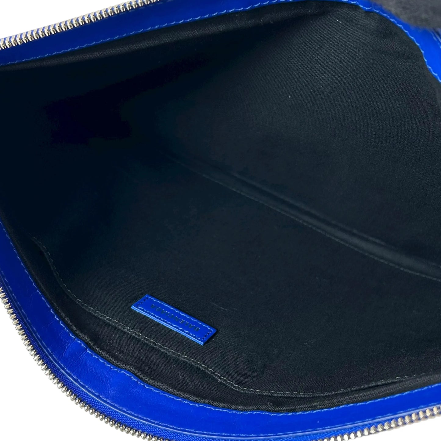 BALENCIAGA Canvas Clutch Bag - Cream and Blue 