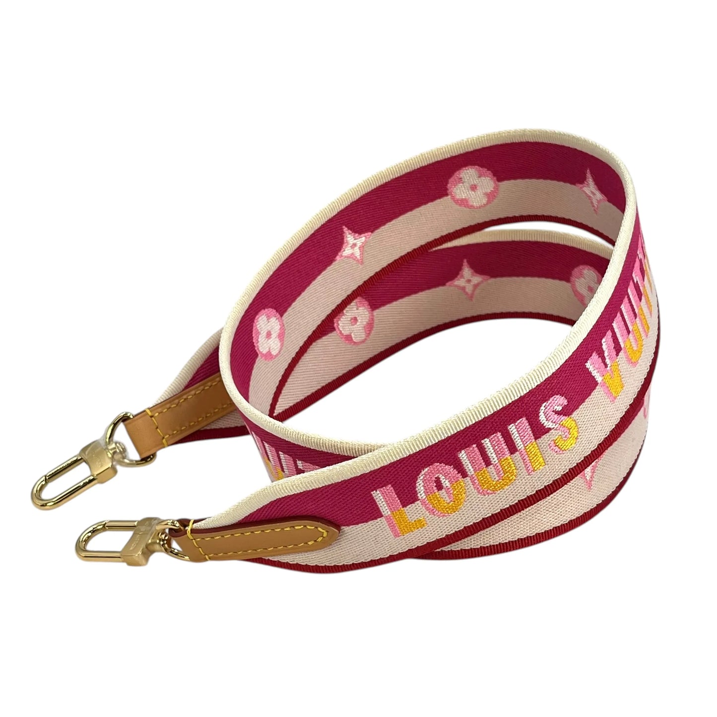 LOUIS VUITTON Bandouliere Jacquard Shoulder Strap - Pink and Beige - 35893