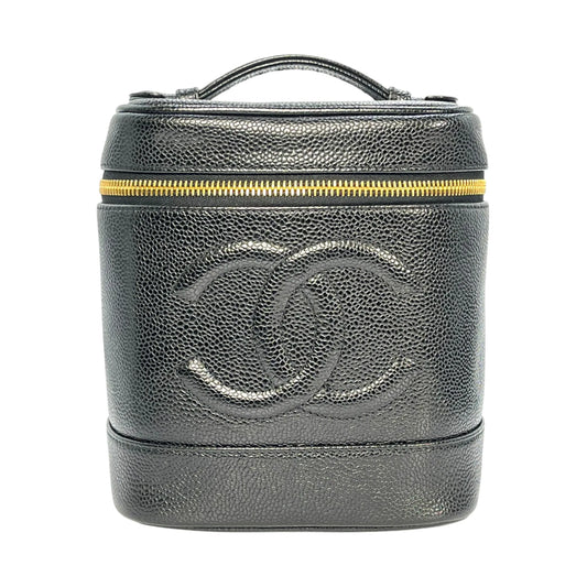 CHANEL キャビアスキン バニティバッグ ハンドバッグ - ブラック
