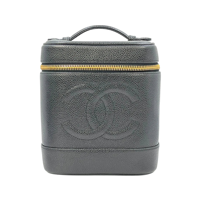 CHANEL Coco Mark Caviar Skin Vanity Bag Mini Bag - Black 
