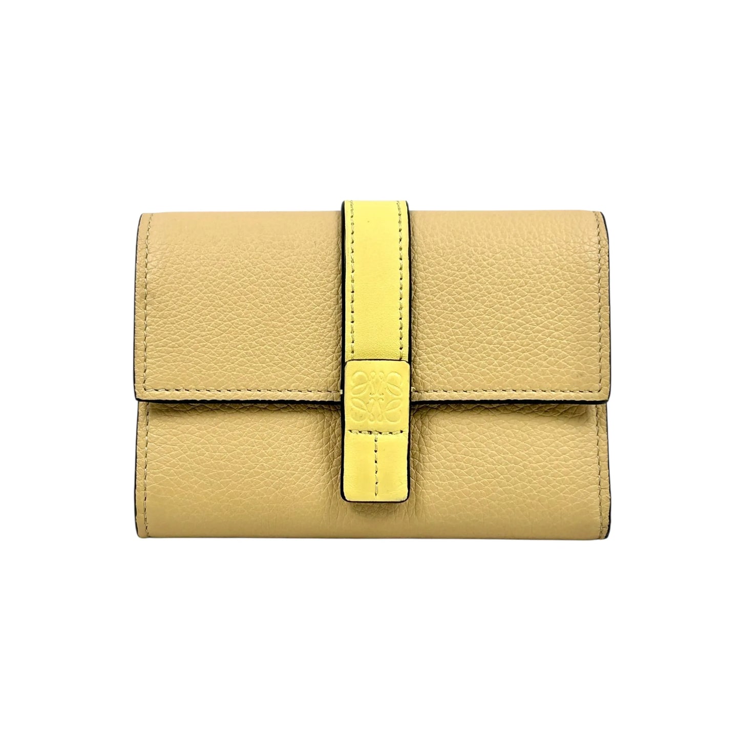 Loewe バーティカルウォレット スモール カーフスキン 三つ折り財布 コンパクトウォレット - ベージュ