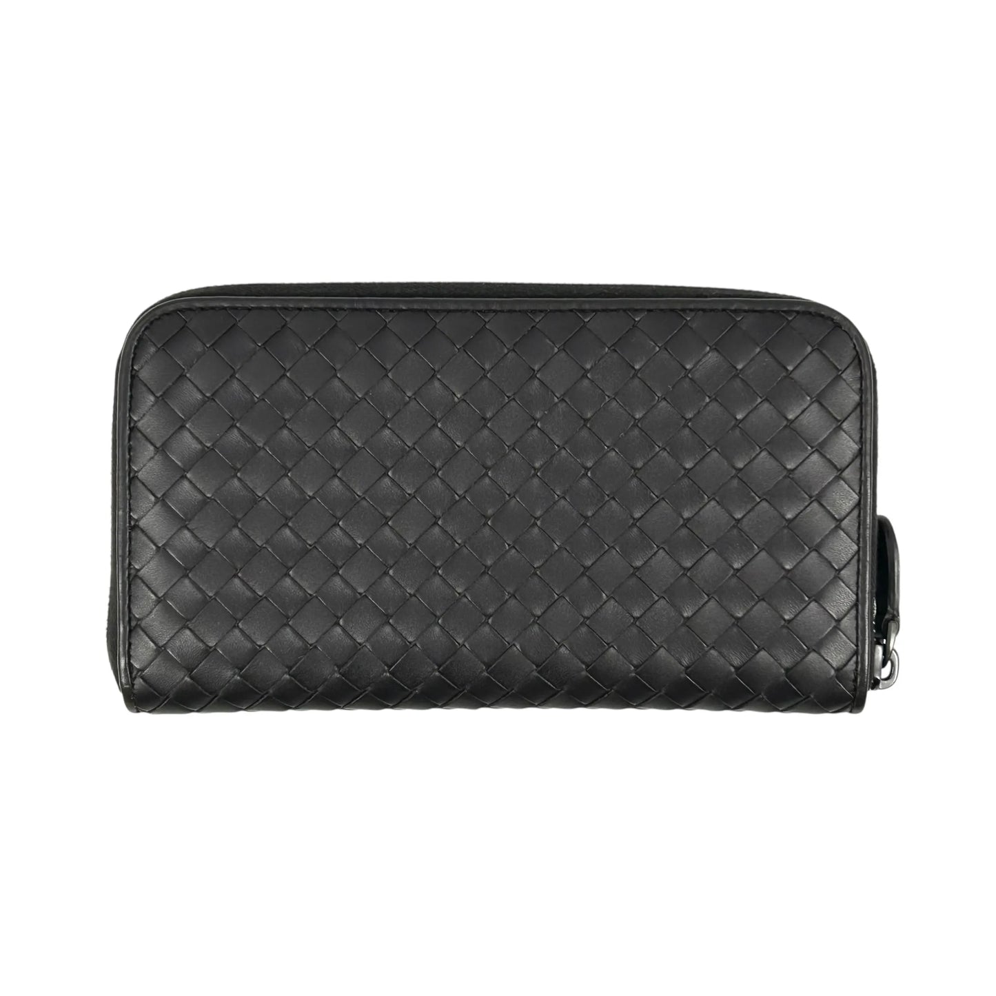 BOTTEGA VENETA Intrecciato Zip-Around Lambskin Long Wallet - Dark Brown 