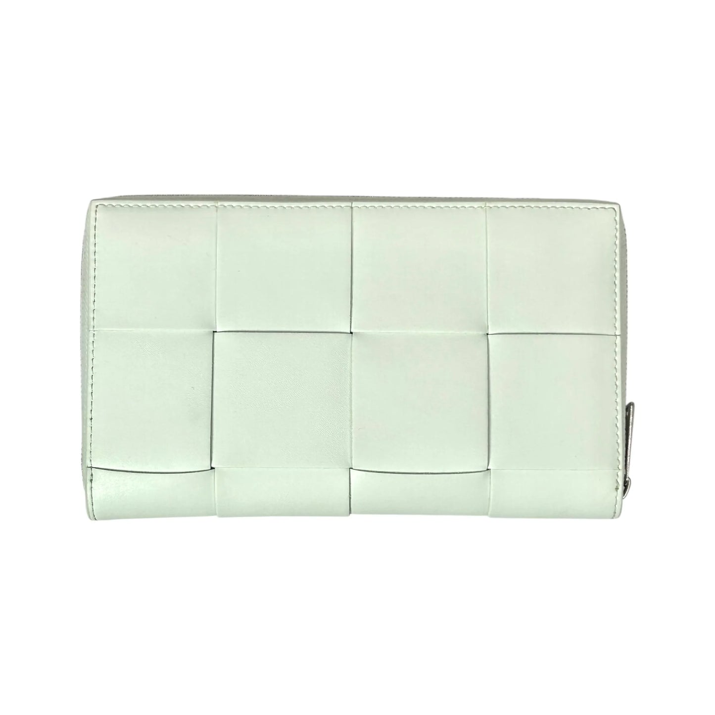 BOTTEGA VENETA Cassette Intrecciato Leather Round Zip Long Wallet - White 