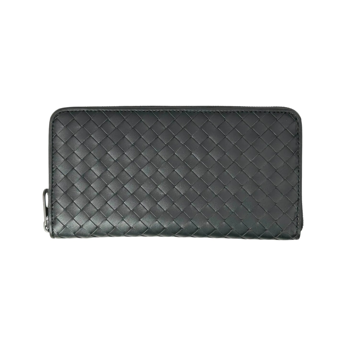 BOTTEGA VENETA Intrecciato Leather Round Zip Long Wallet - Black 