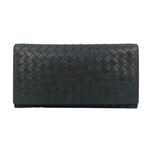 BOTTEGA VENETA Intrecciato Leather Bi-fold Long Wallet - Black 