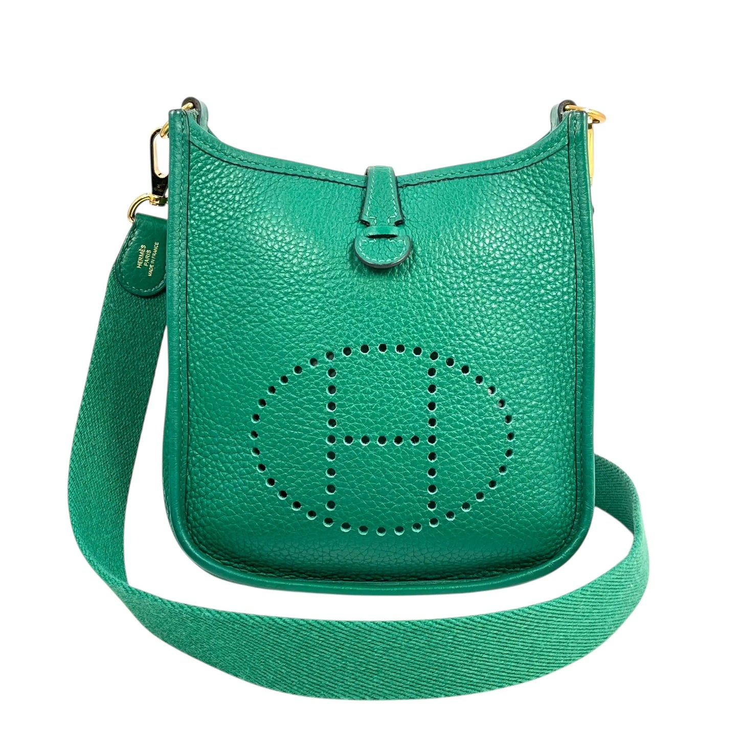 Hermès Evelyn TPM Taurillon Clemence C Stamp (2018) Shoulder Bag - Green 
