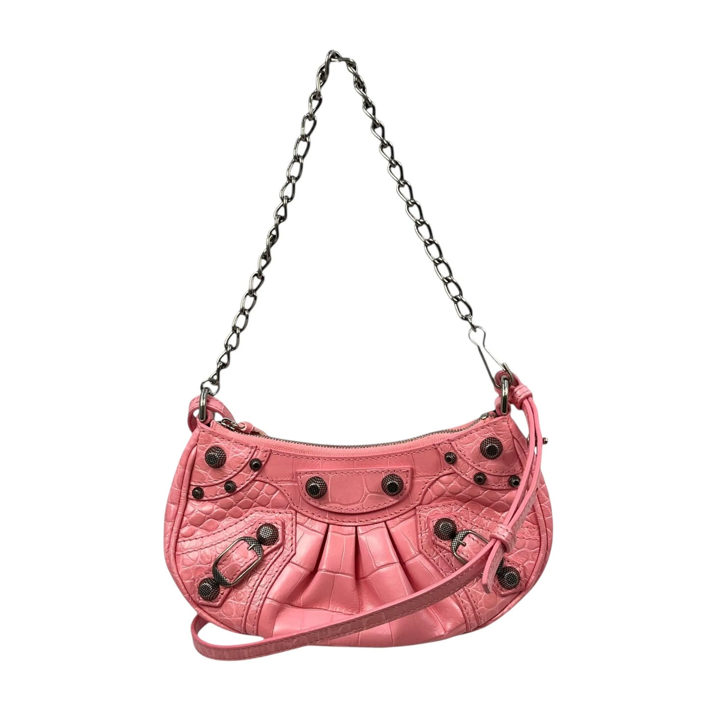 BALENCIAGA Le Cagole Leather Mini Handbag/Shoulder Bag - Pink 