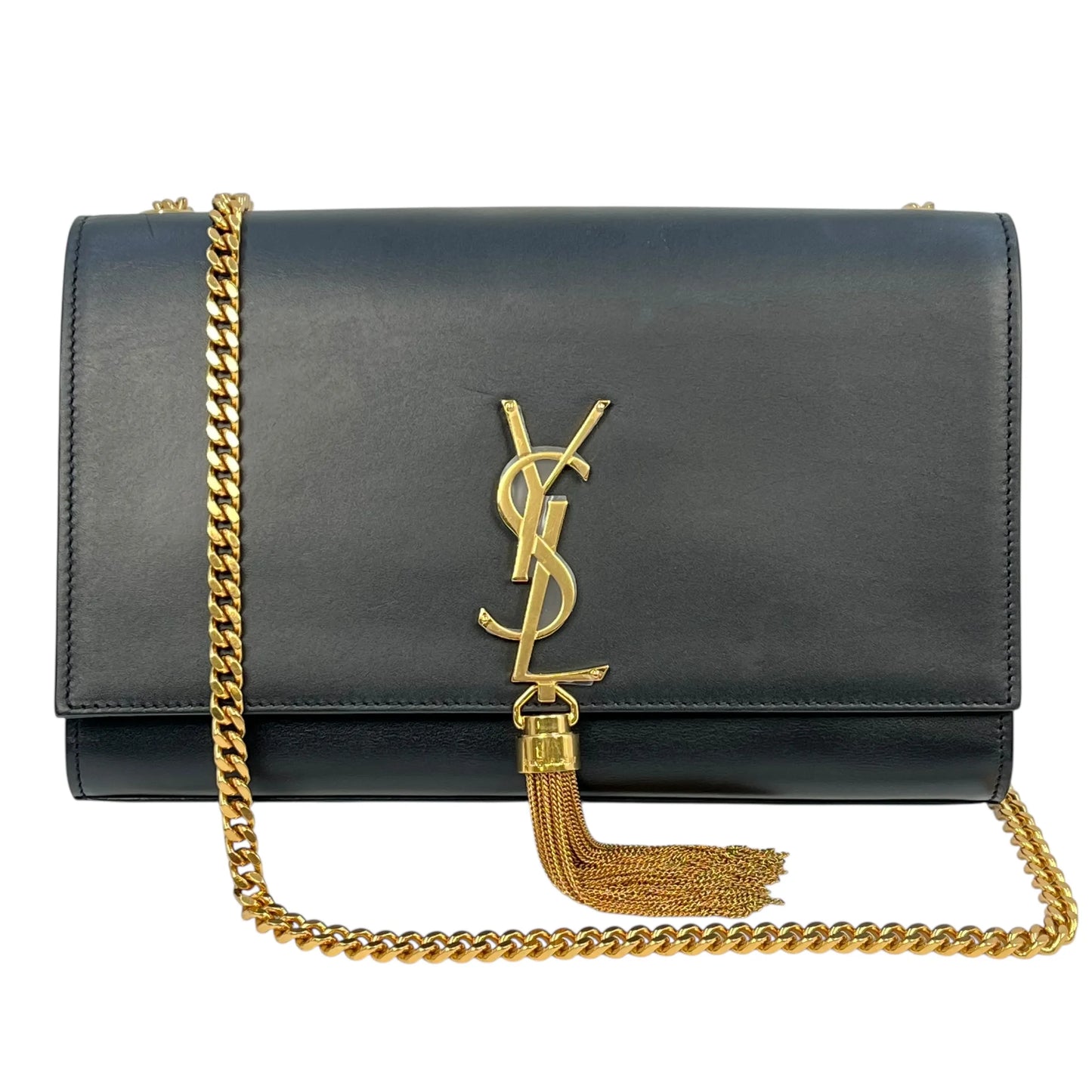 Saint Laurent Kate Tassel Medium Leather Chain Shoulder Bag - Black 