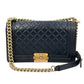 CHANEL Boy Chanel 25 Lambskin Chain Shoulder Bag - Navy 