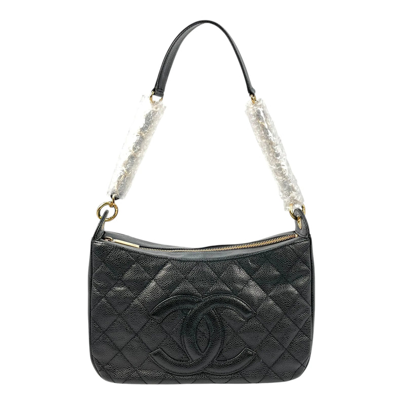 CHANEL Matelasse Caviar Leather Chain Shoulder Bag - Black 