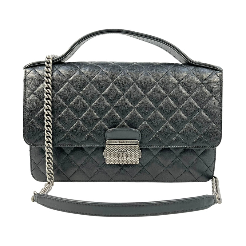 CHANEL CC University Matelasse Goatskin Chain Shoulder Bag - Black 